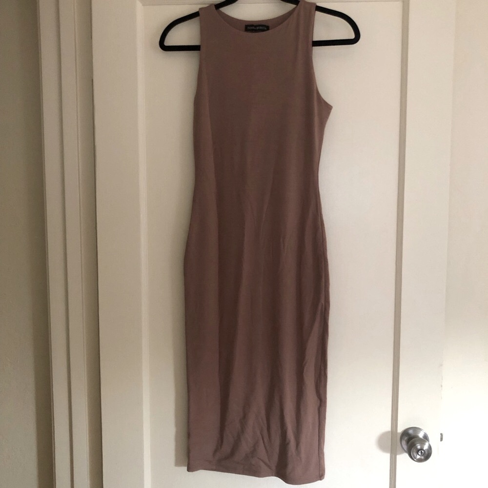 Naked Wardrobe Tan  Midi Dress